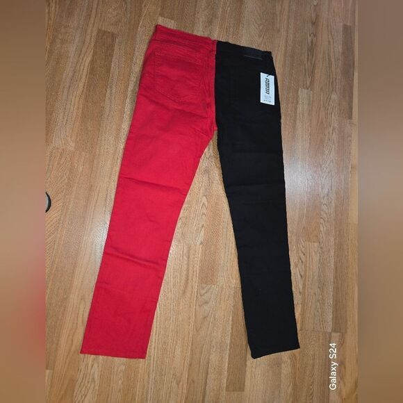 Two-Tone Black and Red Men's Jeans New With Tags Size 36 - Picture 10 of 11
